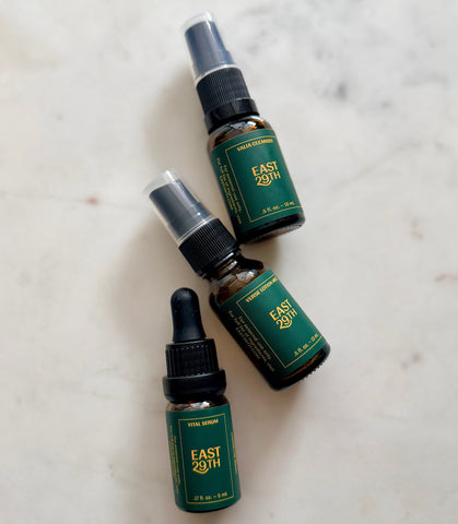 Trial size skincare trio — Vital Serum, Valia Cleanser, Verse Lotion Mist minis